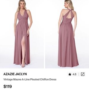 Azazie Jaclyn Vintage Mauve A-Line Pleated Chiffon Dress